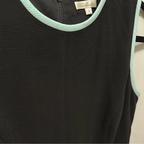Shoshanna Fit & Flare Textured Skater Mini Dress 8 Black w/ Aqua Top Trim LBD - Picture 4 of 11